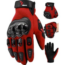 M Beden Korumalı Motosiklet Eldiveni Unisex Bisiklet Motorcu Eldiveni Kırmızı 114