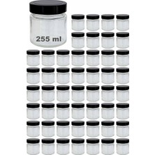 255 ml Kavanoz Metal Derin Kapaklı 255 cc Şeffaf Reçel, Marmelat Cam Kavanoz Deep 50 Adet (Siyah Kapak)
