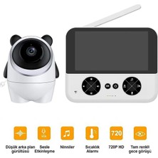 Pandaguard 720P Hd Akıllı Bebek Monitörü, 4.3 Inç Renkli Ekran, Gece Görüşü, Sıcaklık Sensörü, Beyaz