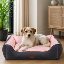 Lucy Köpek Yatağı 40 × 55 × 18 cm Gri Pembe - Yüksek Kaliteli Pet Minderi, Yumuşak ve Dayanıklı Kumaş, 30°c Yıkanabilir, Konforlu Dinlenme Alanı Köpek