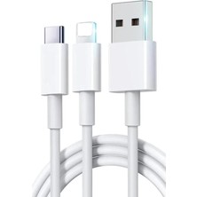2in1 5A 120W Usba To Type-C ve Lightning Hızlı Data ve Şarj Kablosu 120CM