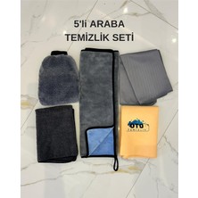 5'li Araba Yıkama Seti - Mikrofiber Kurulama Bezi, Güderi, Araba Yıkama Eldiveni, Cam Bezi 70X50CM