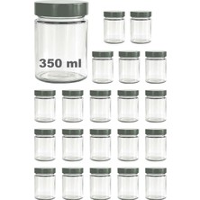 350 ml Kavanoz Metal Derin Kapaklı 350 cc Şeffaf Reçel, Marmelat Cam Kavanoz Deep 20 Adet (Gümüş Kapak)