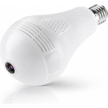 Happy Trend 1080P Fhd Ampul Kamera Balık Gözü Lens 360° Panoramik Ev Güvenlik Kamerası + 32GB Hafıza Kart Altın