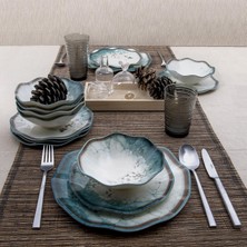 Güral Porselen Rım Porselen Modern Tasarım Klasik Renk 24 Parça Servis Tabağı, Tatlı Tabağı, Yemek Tabağı, Çorba Tabağı, Müsli Kasesi, 6 Kişilik