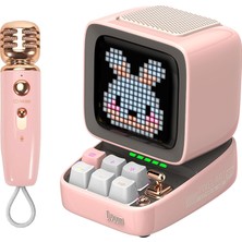 Happy Trend Ditoo-Mic Karaoke Mikrofonlu Uyarlanabilir Piksel Ekranlı Bluetooth Hoparlör-Hediye Kutulu (Pembe)