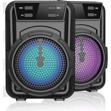 Kablosuz Bluetooth Hoparlör Işıklı Speaker Hafıza Kart Girişli USB 10X8X14 Extra Bass 3 Inc Speaker