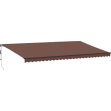 LED ile Geri Çekilebilir Veranda Tenteli, Kahverengi, 600 x 350 Cm, Otomatik Güneşlik, Dış Mekan Güneşliği, Su Geçirmez, Bahçe Şemsiyesi, Kolay Kurulu