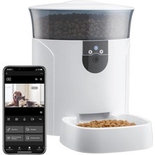 Kameralı Otomatik Mama Kabı - Full Hd Görüntü Kalitesi, Ses Kaydı ve Seslenme Özelliği, 7 Litre Geniş Mama Kapasiteli, Kamera ile Canlı Takip, App Kon
