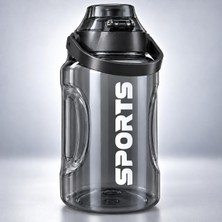 1400 ml Sports Matara, Tutma Saplı Ölçekli Bpa Free Plastik Su Şişesi,siyah