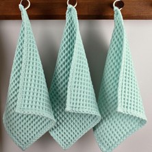Püskül Buz Yeşil, Pakette 3-Adet 30X30 cm Mutfak Havlusu, Misafir Havlusu