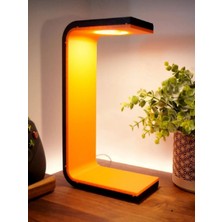LED Işıklı Kulaklık Standı, C Şekilli Masa Lambası, Turuncu