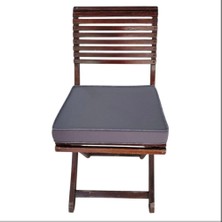 40X40 Desensiz Su ve Leke Itici Duck Kumaş Fermuarlı Bağcıklı Biyeli Sandalye Minderi 5 cm (Antrasit Gri - Antrasit Biyeli)