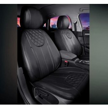 Volkswagen Taigo ile Uyumlu Lüx Deri Oto Koltuk Kılıfı Ön Arka Takım Iron Siyah