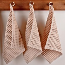 Püskül Bej, Pakette 3-Adet 30X30 cm Mutfak Havlusu, Misafir Havlusu