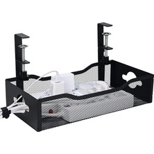 Büyük Masa Altı Kablo Yönetim Tepsisi Matkapsız, 13,5 x 7,5 * 6,3 Inç Metal Mesh Kablo Yönetimi, Daha Geniş Tasarım 2 Farklı Çıkışı Destekleyebilir, E