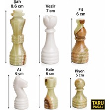 El Yapımı Yeşil & Beyaz Oniks Doğal Taş Satranç Taşları | 32 Parça | Premium Kalite | Dekoratif ve Koleksiyonluk