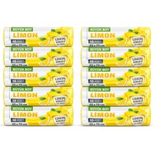 Büyük Boy Limon Kokulu Büzgülü Çöp Torbası, 65X70 Cm, 60 Litre, Su Geçirmez, Kalın Çöp Poşeti, 10 Paket 100 (Büyük Boy, 10 Paket Limon Kokulu)