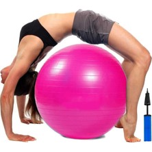 Pilates Topu Seti Pembe 65 cm Deluxe Yoga Plates Egzersiz Topu Ball Şişirme Pompası Seti
