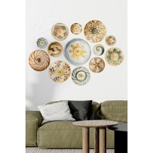 Bohem Tarzı Yuvarlak 13 Parça Dekoratif Sanatsal Boho Duvar Sticker Seti