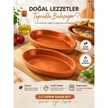 Toprak Güveç Kabı Oval 2'li Set (22 Cm)| Fırına Uygun El Yapımı Güveç Tabağı Bordo