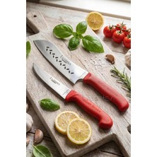 Gold Serisi Mutfak Bıçak Seti Et Ekmek Sebze Salata Kıyma Şef Bıçağı Kanallı 2 Li Set (MFT-8654)
