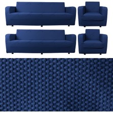 Balpeteği 3+3+1+1 Lastikli Kanepe Örtüsü | Lastikli Koltuk Örtüsü | Koltuk Kılıfı Takımı Petrol Mavi 180 x 230