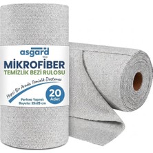 20'li Rulo Gri Renk Mikrofiber Temizlik Bezi 25X25 cm | Kopart Kullan Mikrofiber Bez Leke Tutmaz Tekrar Kullanılabilir