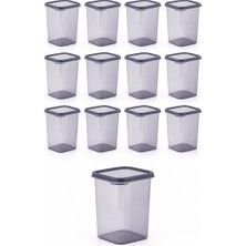 4512 Kiler Box 12'li Kare Erzak Saklama Kabı Seti 1,1 Litre – Şeffaf Füme Bakliyat, Baharat ve Mutfak Düzenleyici