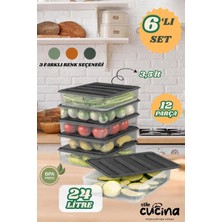 6'li Saklama Kabı Seti 24 Litre Bpa Free Antrasit Kapaklı Çok Amaçlı Mutfak Düzenleyici