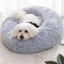 Kedi Yatakları Iç Mekan Yuvarlak Donut Evcil Hayvan Yatağı Kaymaz Tabanlı Peluş Sakinleştirici Kedi Yatakları Küçük Orta Köpekler Için Kedi Yatakları