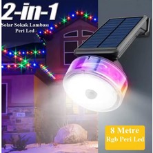 2in1 Güneş Enerjili 38 Ledli Solar Sokak Lambası + Solar 8 Metre Rgb Peri LED Hareket Sensörlü