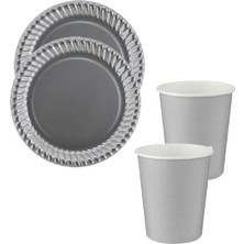 Vuralsin38 Tinky Winky Renkli Dayanıklı Kullan At 8 Er Adet 22 cm Doğum Günü Partisi Silver Karton Tabak Bardak
