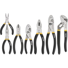 7 Parça Pense Seti, 20 cm Yivli Eklem Pensesi, 15 cm Uzun Burun, 15 cm Kayma Eklemi, Mini Uzun Burun, 15 cm Çapraz, 17 cm Linesman, 20 cm Kayma Eklemi