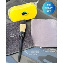 4'lü Profesyonel Araç Temizlik Seti – Mikrofiber Bez, Cam Bezi, Oto Sünger ve Detay Fırçası