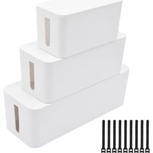 Kablo Yönetim Düzenleyici Kutu Güç Şeritleri Hider Güç Kabloları Masa, Tv, Bilgisayar, USB Hub, Kablolar (Üçlü Set) Beyaz