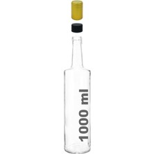 Dorika Şeffaf Yuvarlak Model 1000 ml Sızdırmaz Kapaklı ve Kapüşonlu Cam Şişe 1 Adet