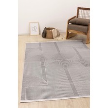 Farahan Gri Geometrik Tozumaz Salon Koridor Balkon Teras Bahçe Oturma Odası Halısı A0861A, 120 x 180