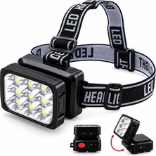 WT-064 Şarjlı Kafa Feneri 12 Led, 2 Modlu Güçlü Beyaz Işık, Ayarlanabilir Esnek Baş Bantlı Kamp Av Outdoor Kafa Feneri