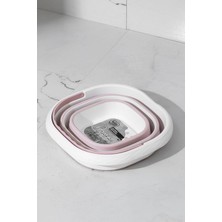 1175-1 Damla Katlanabilir Silikon Su Kovası 28X30CM Banyo Balkon Temizlik Kovası 10 Lt - Pudra