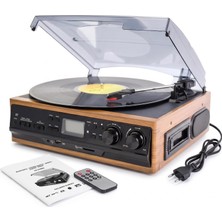 Looptone TR-27WEC Bluetooth Nostaljik Pikap + Kaset Çalar ve Radyo + 33/45/78 Uyumlu + Ev Tipi Müzik Sistemi