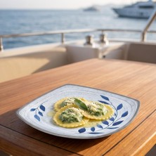 Happy Chef Selva Blu 3'lü Kare Tabak Seti, 26,4X26,4 cm - H.2,9 Cm, Thermoset Melamin