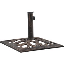 Bu Ağır Hizmet Tipi 11,5 kg Bronz Dökme Demir Şemsiye Tabanı - Çiçek Tasarımlı 49 cm Kare Dış Mekan Standı Rüzgara Dayanıklı Veranda Tutacağı Kolay Ku