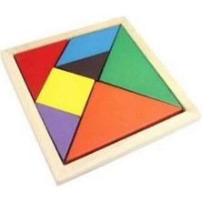 7 Parça Eğitici Renkli Ahşap Orta Boy Tangram Akıl Zeka Mantık ve Strateji Oyunu