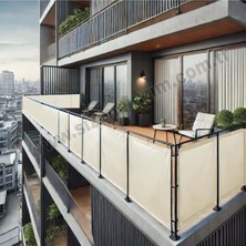 Nelazım 100CM x 7.5m Krem Pvc Su Geçirmez Balkon Demiri Korkuluk Çit Branda, PVCBALKONB002195M