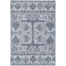 Gri Vintage Patchwork Modern Kaymaz Taban Salon Halısı Dijital Baskı