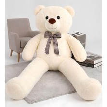 Sevimli Papyonlu Büyük Peluş Ayıcık, 130 Cm-% 100 Yerli Beyaz