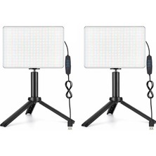 Pl-26 13 Watt 96 LED 23CM CRI95+ Bicolor 3 Renk Fotograf ve Video Işığı Canlı Yayın Tiktok Vlog Makyaj Ürün Çekimi Vb. (Ikili ve L-03 Mini Tripodlu)