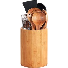 Bambu Gereçler Tutucu, Mutfak Tezgahı Için Büyük Gereçler Tutucu, Mutfak Dekoru Için Bambu Kaşık ve Yemek Çubuğu Tutacağı, Sofra Takımı ve Spatula Dep