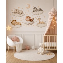 Uyuyan Safari Hayvanları Ahşap Mdf Duvar Dekoru, 3 mm Mdf, Çift Taraflı Bantlı, Bebek &amp;amp;amp; Çocuk Odası Duvar Süsü, 55905066030555
